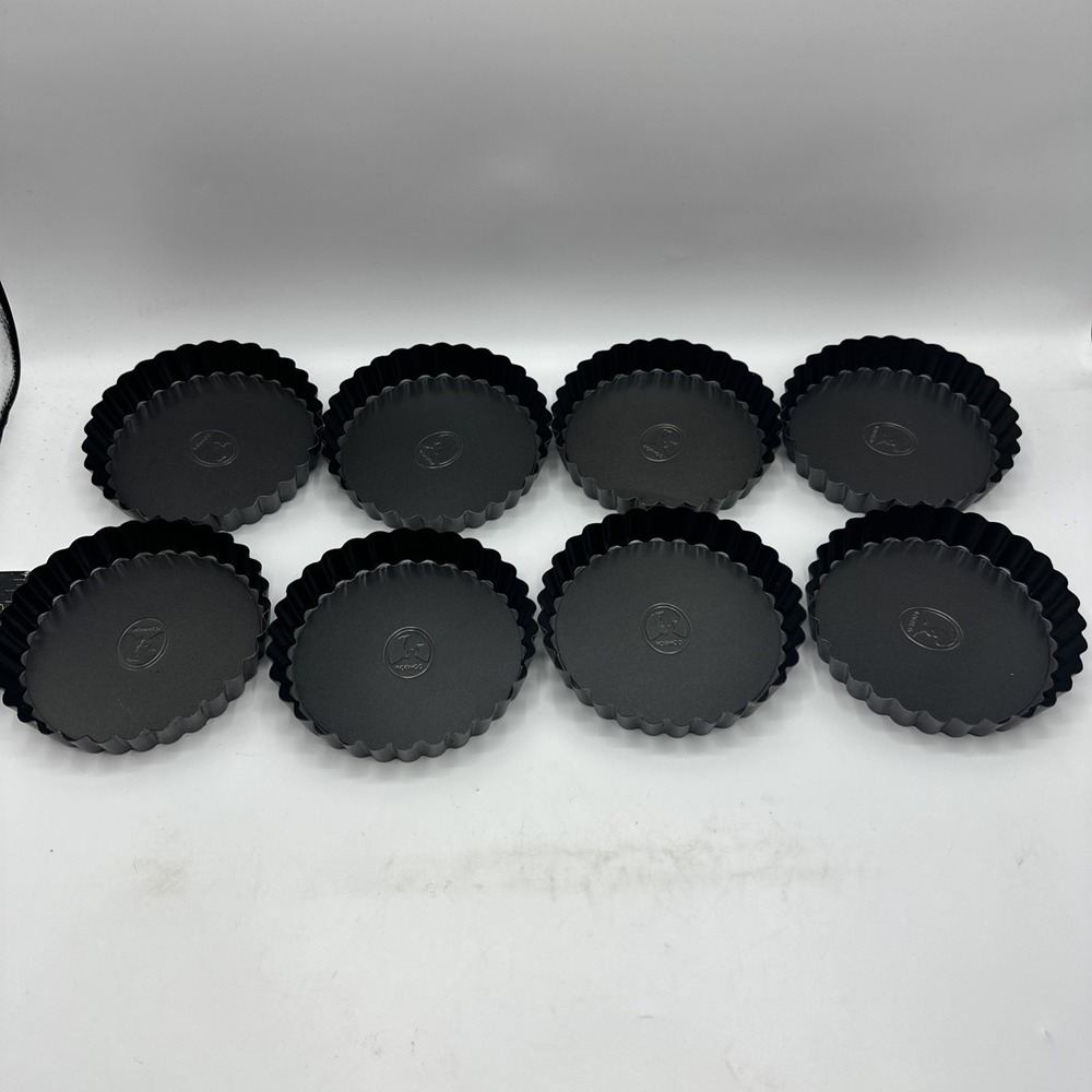 ROSHCO Mini Tart Pie Pans Set of 8 Non-Stick 4" Baking Cooking Dessert Quiche